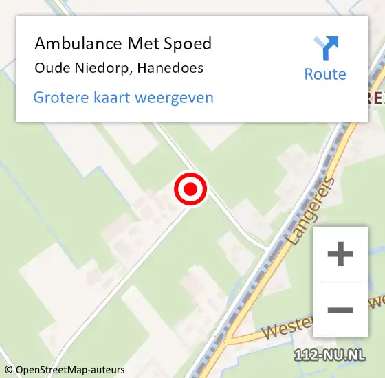 Locatie op kaart van de 112 melding: Ambulance Met Spoed Naar Oude Niedorp, Hanedoes op 24 februari 2015 00:47