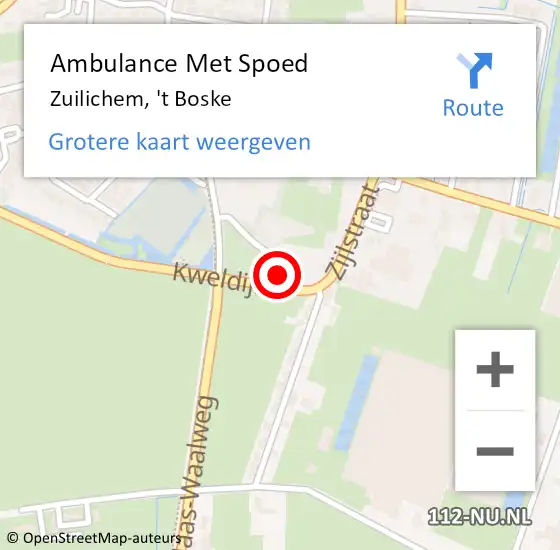 Locatie op kaart van de 112 melding: Ambulance Met Spoed Naar Zuilichem, 't Boske op 24 februari 2015 05:07