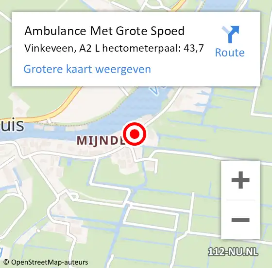 Locatie op kaart van de 112 melding: Ambulance Met Grote Spoed Naar Vinkeveen, A2 L hectometerpaal: 43,7 op 24 februari 2015 07:39