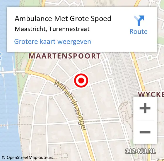 Locatie op kaart van de 112 melding: Ambulance Met Grote Spoed Naar Maastricht, Turennestraat op 30 oktober 2013 19:57