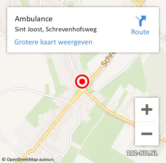Locatie op kaart van de 112 melding: Ambulance Sint Joost, Schrevenhofsweg op 24 februari 2015 15:09