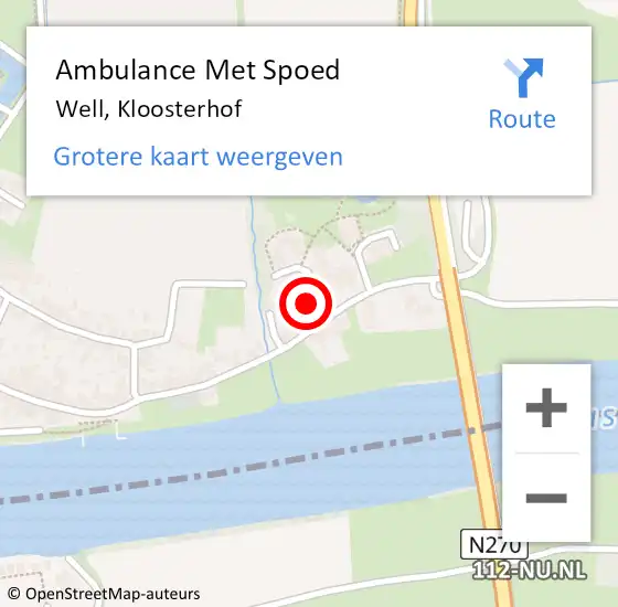 Locatie op kaart van de 112 melding: Ambulance Met Spoed Naar Well, Kloosterhof op 24 februari 2015 15:55
