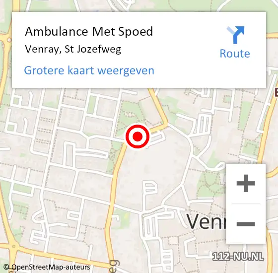 Locatie op kaart van de 112 melding: Ambulance Met Spoed Naar Venray, St Jozefweg op 24 februari 2015 17:31