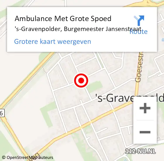 Locatie op kaart van de 112 melding: Ambulance Met Grote Spoed Naar 's-Gravenpolder, Poelvoordestraat op 25 februari 2015 07:23