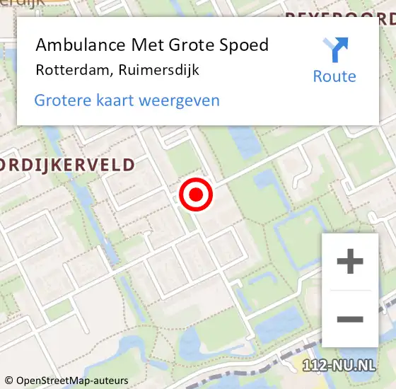 Locatie op kaart van de 112 melding: Ambulance Met Grote Spoed Naar Rotterdam, Ruimersdijk op 25 februari 2015 11:08