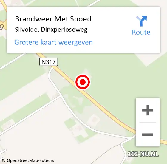 Locatie op kaart van de 112 melding: Brandweer Met Spoed Naar Silvolde, Dinxperloseweg op 25 februari 2015 21:32