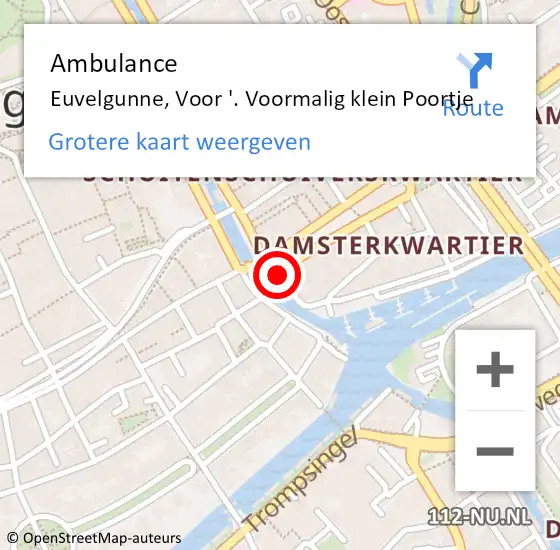 Locatie op kaart van de 112 melding: Ambulance Euvelgunne, Voor '. Voormalig klein Poortje op 26 februari 2015 07:28
