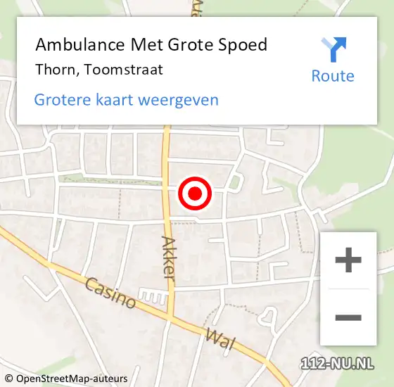 Locatie op kaart van de 112 melding: Ambulance Met Grote Spoed Naar Thorn, Toomstraat op 26 februari 2015 07:49