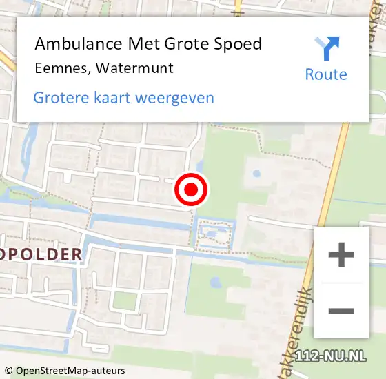 Locatie op kaart van de 112 melding: Ambulance Met Grote Spoed Naar Eemnes, Watermunt op 26 februari 2015 19:55