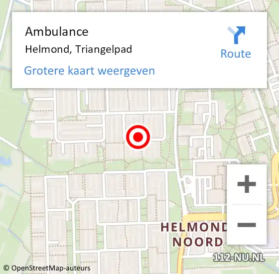 Locatie op kaart van de 112 melding: Ambulance Helmond, Triangelpad op 27 februari 2015 00:19