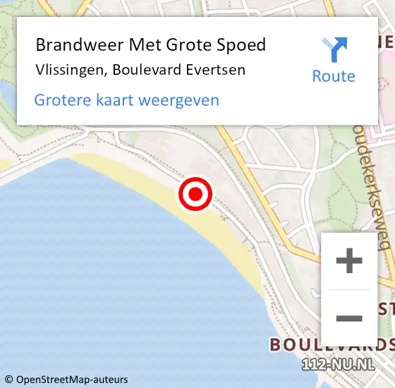 Locatie op kaart van de 112 melding: Brandweer Met Grote Spoed Naar Vlissingen, Boulevard Evertsen op 27 februari 2015 16:39