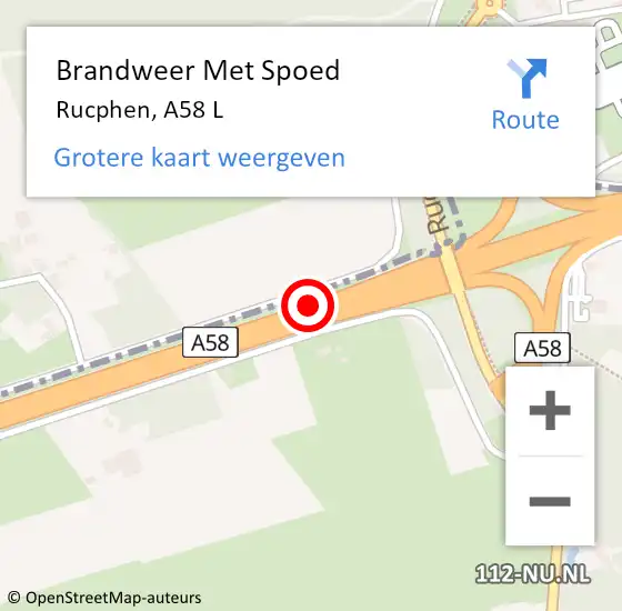 Locatie op kaart van de 112 melding: Brandweer Met Spoed Naar Rucphen, A58 L op 27 februari 2015 18:42