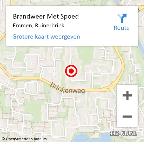 Locatie op kaart van de 112 melding: Brandweer Met Spoed Naar Emmen, Ruinerbrink op 27 februari 2015 18:47