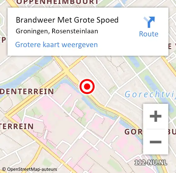 Locatie op kaart van de 112 melding: Brandweer Met Grote Spoed Naar Groningen, Rosensteinlaan op 27 februari 2015 21:23