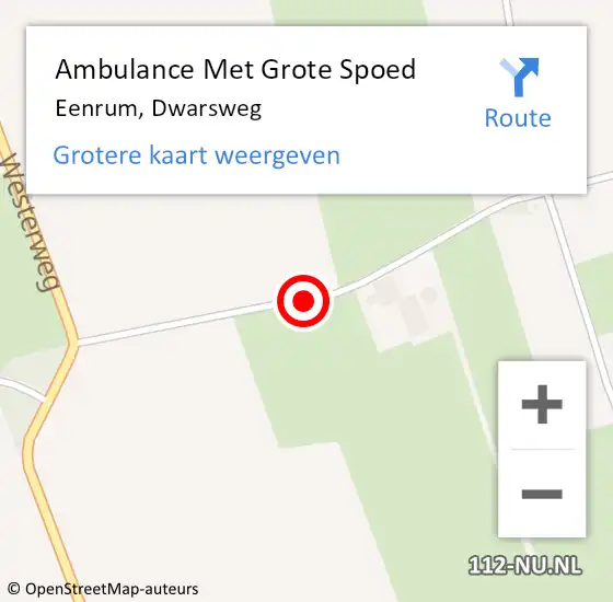 Locatie op kaart van de 112 melding: Ambulance Met Grote Spoed Naar Eenrum, Dwarsweg op 28 februari 2015 03:43