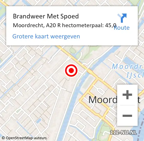 Locatie op kaart van de 112 melding: Brandweer Met Spoed Naar Moordrecht, A20 R hectometerpaal: 45,8 op 28 februari 2015 14:28