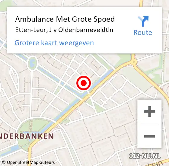 Locatie op kaart van de 112 melding: Ambulance Met Grote Spoed Naar Etten-Leur, J v Oldenbarneveldtln op 28 februari 2015 18:10