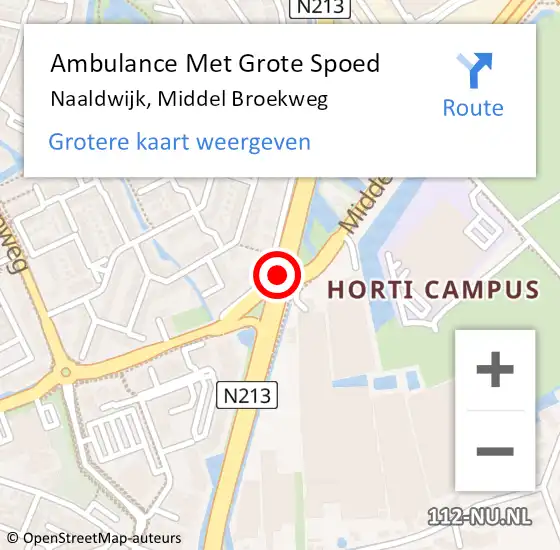 Locatie op kaart van de 112 melding: Ambulance Met Grote Spoed Naar Naaldwijk, Middel Broekweg op 28 februari 2015 19:07