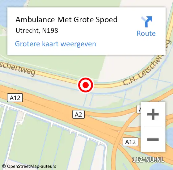 Locatie op kaart van de 112 melding: Ambulance Met Grote Spoed Naar Utrecht, N198 op 28 februari 2015 19:44