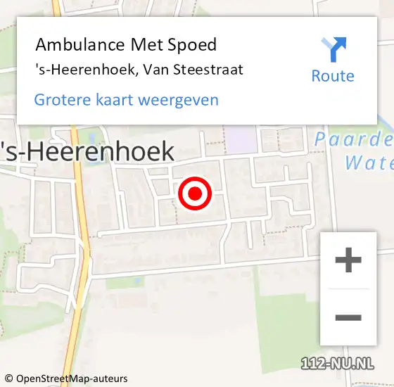 Locatie op kaart van de 112 melding: Ambulance Met Spoed Naar 's-Heerenhoek, Van Steestraat op 28 februari 2015 22:06