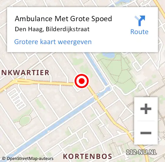 Locatie op kaart van de 112 melding: Ambulance Met Grote Spoed Naar Den Haag, Bilderdijkstraat op 28 februari 2015 22:37