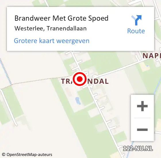 Locatie op kaart van de 112 melding: Brandweer Met Grote Spoed Naar Westerlee, Tranendallaan op 1 maart 2015 08:36