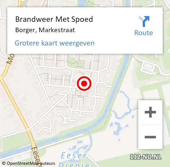 Locatie op kaart van de 112 melding: Brandweer Met Spoed Naar Borger, Markestraat op 1 maart 2015 10:44