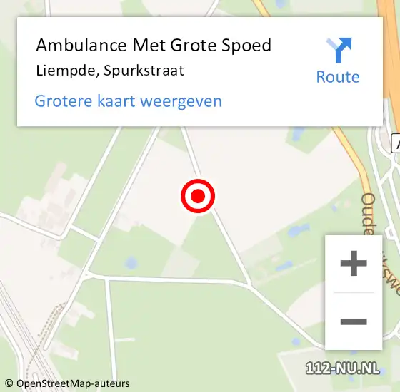 Locatie op kaart van de 112 melding: Ambulance Met Grote Spoed Naar Liempde, Spurkstraat op 1 maart 2015 11:05