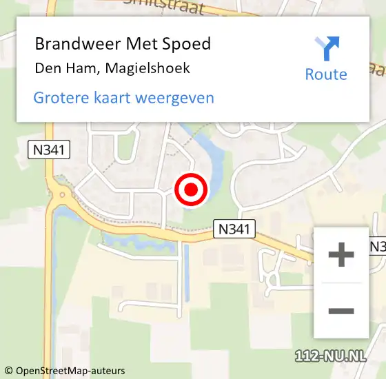 Locatie op kaart van de 112 melding: Brandweer Met Spoed Naar Den Ham, Magielshoek op 1 maart 2015 15:47