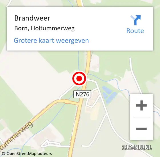 Locatie op kaart van de 112 melding: Brandweer Born, Holtummerweg op 2 maart 2015 14:27
