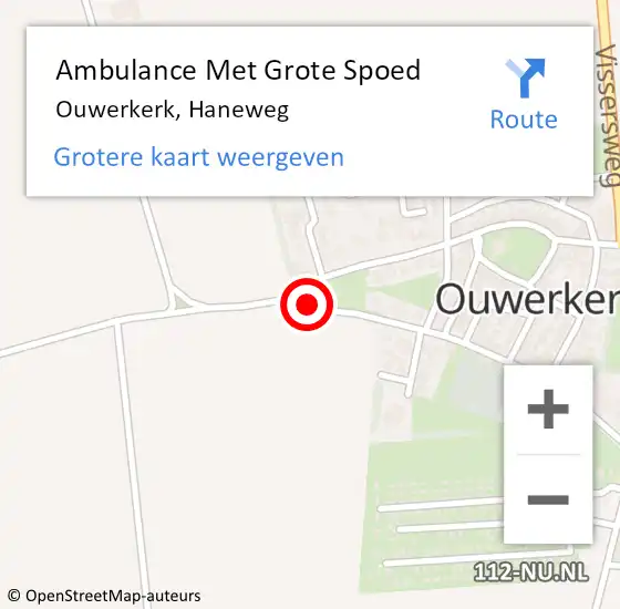 Locatie op kaart van de 112 melding: Ambulance Met Grote Spoed Naar Ouwerkerk, Haneweg op 2 maart 2015 18:00