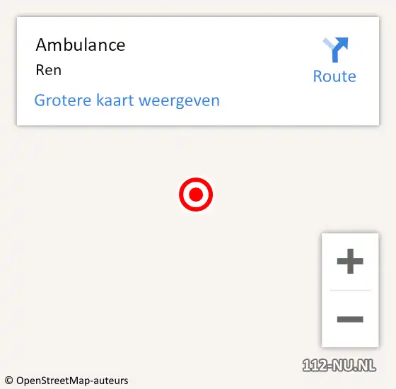 Locatie op kaart van de 112 melding: Ambulance Ren op 2 maart 2015 19:07