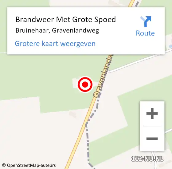 Locatie op kaart van de 112 melding: Brandweer Met Grote Spoed Naar Bruinehaar, Gravenlandweg op 2 maart 2015 21:27