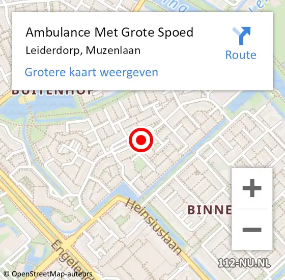 Locatie op kaart van de 112 melding: Ambulance Met Grote Spoed Naar Leiderdorp, Muzenlaan op 3 maart 2015 07:43