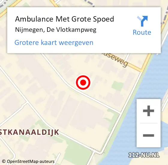 Locatie op kaart van de 112 melding: Ambulance Met Grote Spoed Naar Nijmegen, De Vlotkampweg op 3 maart 2015 11:22