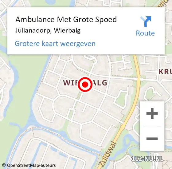 Locatie op kaart van de 112 melding: Ambulance Met Grote Spoed Naar Julianadorp, Wierbalg op 3 maart 2015 11:27