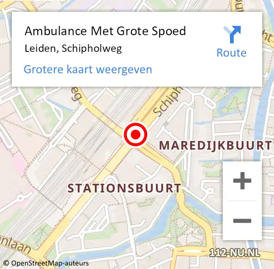 Locatie op kaart van de 112 melding: Ambulance Met Grote Spoed Naar Leiden, Schipholweg op 3 maart 2015 12:52
