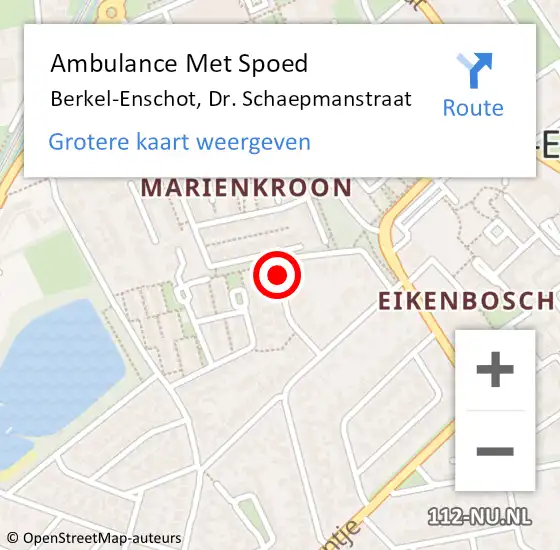 Locatie op kaart van de 112 melding: Ambulance Met Spoed Naar Berkel-Enschot, Dr. Schaepmanstraat op 3 maart 2015 13:34