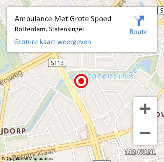 Locatie op kaart van de 112 melding: Ambulance Met Grote Spoed Naar Rotterdam, Statensingel op 3 maart 2015 19:40