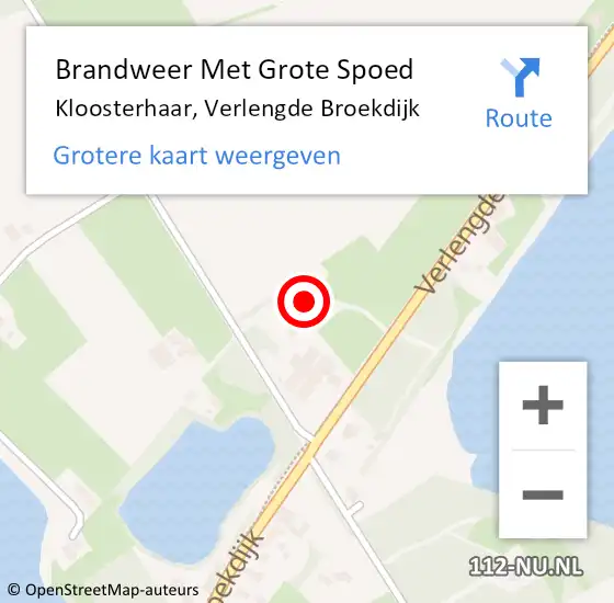Locatie op kaart van de 112 melding: Brandweer Met Grote Spoed Naar Kloosterhaar, Verlengde Broekdijk op 31 oktober 2013 15:20