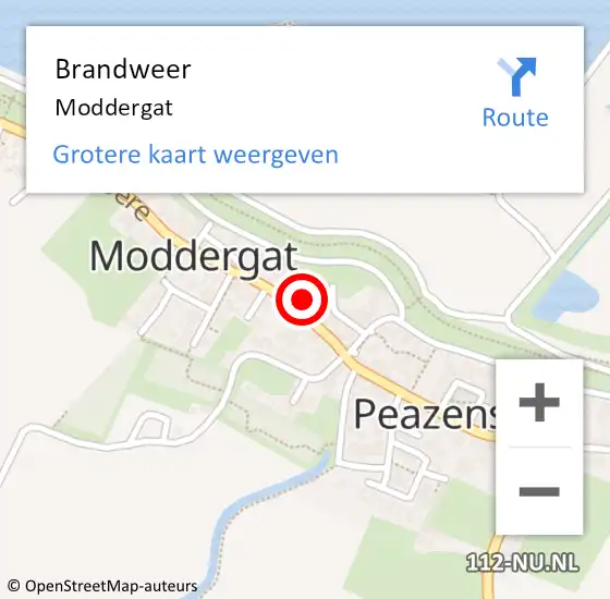 Locatie op kaart van de 112 melding: Brandweer Moddergat op 4 maart 2015 08:23
