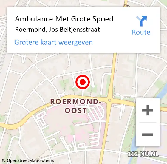 Locatie op kaart van de 112 melding: Ambulance Met Grote Spoed Naar Roermond, Jos Beltjensstraat op 31 oktober 2013 15:41
