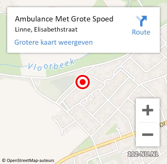 Locatie op kaart van de 112 melding: Ambulance Met Grote Spoed Naar Linne, Elisabethstraat op 4 maart 2015 11:08
