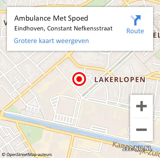Locatie op kaart van de 112 melding: Ambulance Met Spoed Naar Eindhoven, Constant Nefkensstraat op 4 maart 2015 18:24