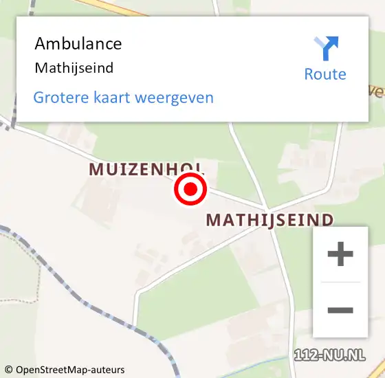 Locatie op kaart van de 112 melding: Ambulance Mathijseind op 5 maart 2015 07:30