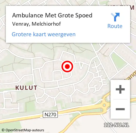 Locatie op kaart van de 112 melding: Ambulance Met Grote Spoed Naar Venray, Melchiorhof op 5 maart 2015 09:36