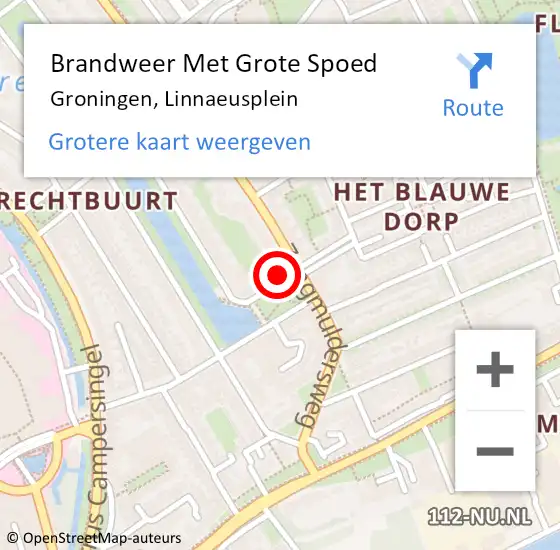 Locatie op kaart van de 112 melding: Brandweer Met Grote Spoed Naar Groningen, Linnaeusplein op 5 maart 2015 17:16