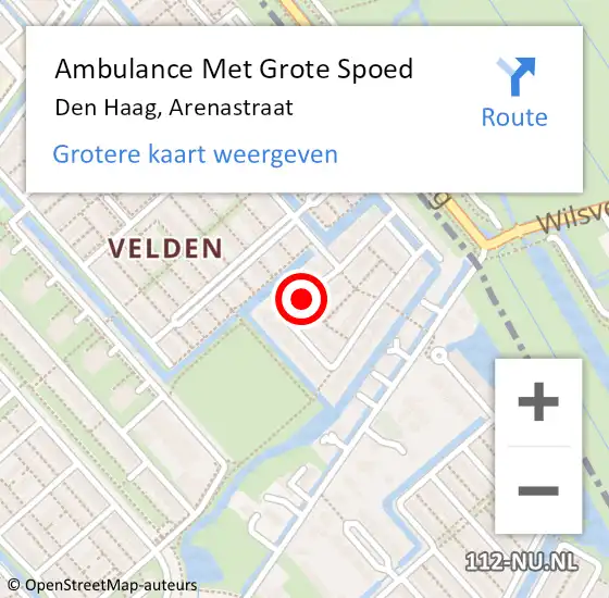 Locatie op kaart van de 112 melding: Ambulance Met Grote Spoed Naar Den Haag, Arenastraat op 5 maart 2015 18:48