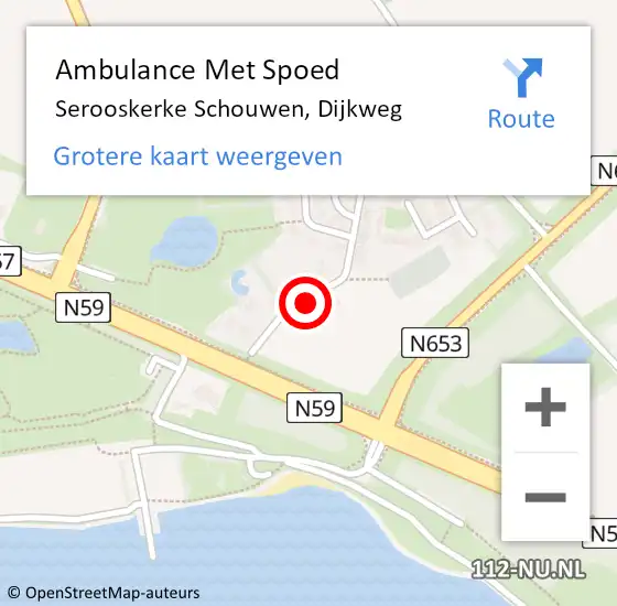 Locatie op kaart van de 112 melding: Ambulance Met Spoed Naar Serooskerke Schouwen, Dijkweg op 6 maart 2015 06:48