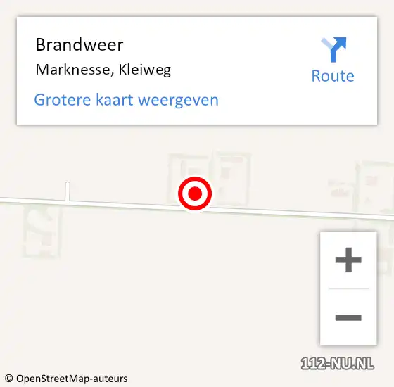 Locatie op kaart van de 112 melding: Brandweer Marknesse, Kleiweg op 6 maart 2015 14:03